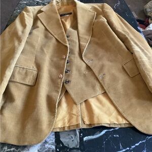 Vintage Cortefiel men’s 2-piece camel corduroy blazer&vest size 41L